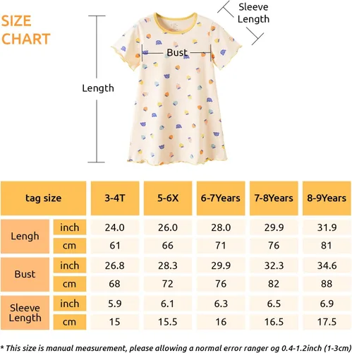 Vista 5 de BANGSAUR Vestido para niña, paquete de 2 camisetas de algodón suave, 3-10 años