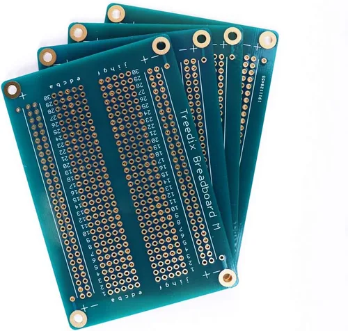 Vista 5 de Treedix 4 piezas de placa universal soldable Breadboard PCB prototipo placa de protección de doble cara agujeros chapados en oro estañado compatible