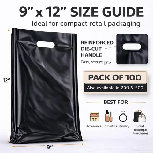 Vista 2 de Bolsas de plástico para tienda de mercancías, 9 x 12 pulgadas, 12 x 15 pulgadas y 15 x 18 y más bolsas de venta al por menor (9 x 12 pulgadas)