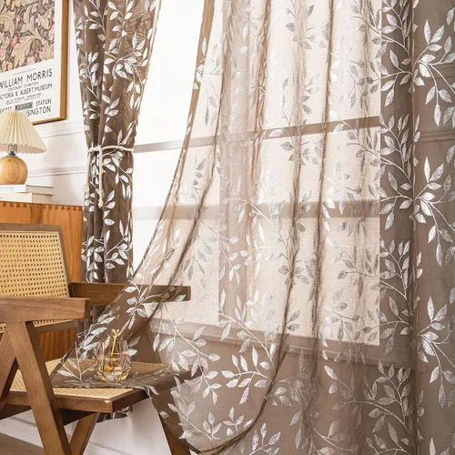 Vista 26 de Deeprove Cortinas traslúcidas color aguamarina y dorado de 63 pulgadas de largo, 2 paneles para decoración de dormitorio, cocina, decoración