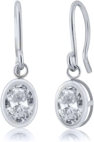 Vista 53 de Gem Stone King Aretes colgantes de plata de ley 925 de 0.276 x 0.197 in con piedra natal ovalada de alambre francés para mujer