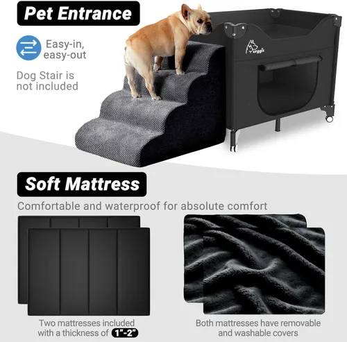 Vista 4 de Cama de noche para perro, literas plegables para cama humana Negro