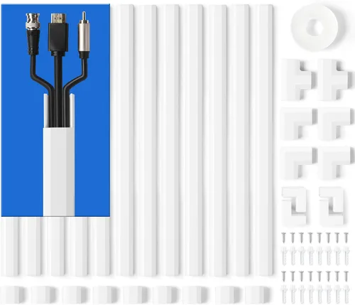 Vista 10 de ZhiYo Kit de Pared para Ocultar Cables, Cubierta de Cable de 87 Pulgadas para TV Montada en Pared, Cubiertas de Alambre para Cables, Ocultadores