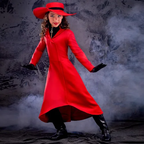 Vista 3 de Spirit Halloween Carmen Sandiego - Disfraz para niños, con licencia oficial, disfraz de serie de televisión y película, cosplay de Carmen Sandiego