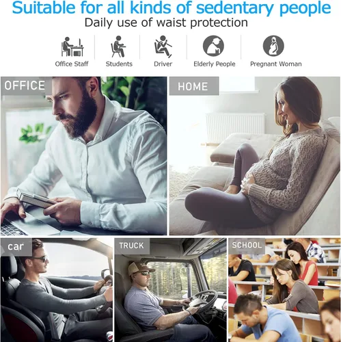 Vista 6 de Almohada de apoyo lumbar, soporte de espalda de espuma viscoelástica para silla de oficina, silla de computadora, asiento de coche, sillón
