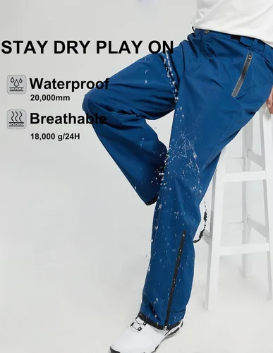 Vista 4 de Pantalones de golf para hombre, impermeables, cómodos, ligeros, transpirables, con bolsillos Azul