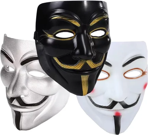 Vista 9 de Máscara V for Vendetta de hackers anónimos para fiestas de disfraces de cosplay
