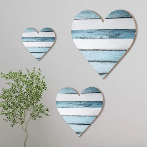 Vista 10 de Jetec 3 piezas de decoración rústica de madera con forma de corazón de madera para el hogar, placa colgante para cocina, dormitorio, baño, sala