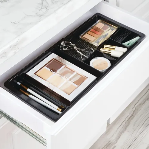 Vista 3 de mDesign Organizador de cajones de plástico expandible y contenedor de almacenamiento para suministros de oficina, lápiz de gel, marcador