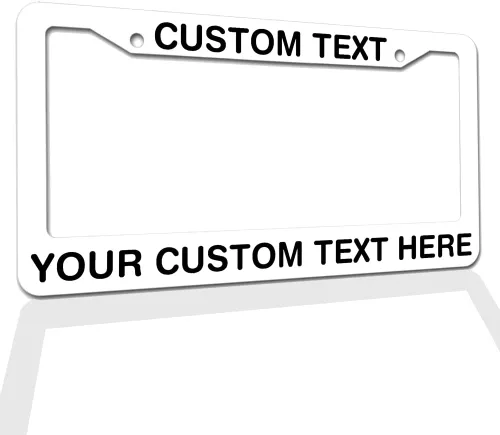 Vista 16 de Marcos de Matrícula con Cualquier Texto - Marco de Placa con Tu Mensaje Personalizado, Marco de Matrícula Personalizado con Nombre, Monograma, Logo