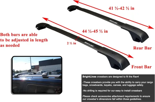 Vista 3 de BrightLines Barras Transversales Aero para Portaequipajes de Techo Compatibles con Toyota RAV4 2013-2018