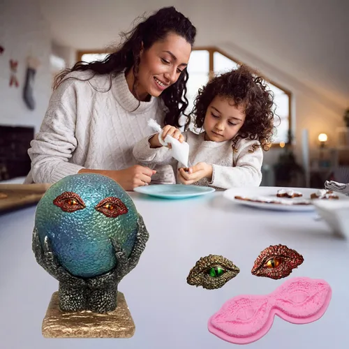 Vista 4 de Molde de resina de dragón, moldes para hornear chocolate con piel de garras de dinosaurio, moldes de silicona para decoración de pasteles