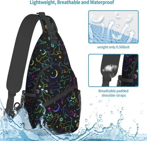 Vista 2 de Bolso bandolera para mujer, bolso cruzado tipo bandolera tipo bandolera para el hombro, bolsa de pecho para viajes, senderismo, gimnasio, antirrobo
