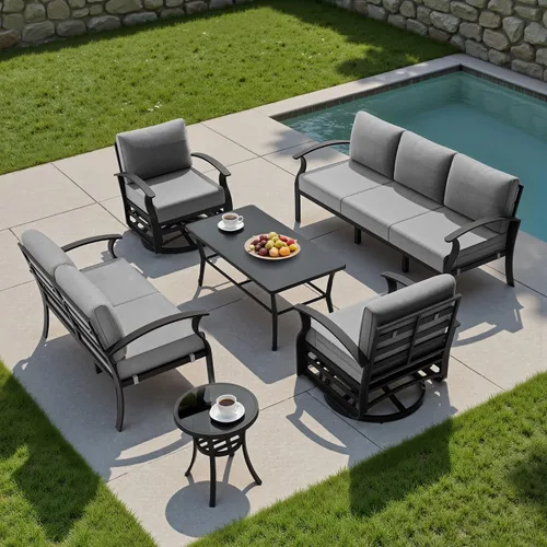Vista 8 de Kullavik Juego de muebles de patio al aire libre de aluminio con cojines Arena