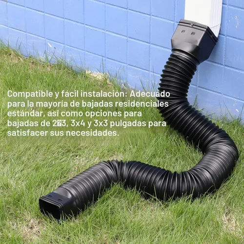 Vista 5 de plusgutter Black - Paquete de 2 extensiones flexibles de canaleta de lluvia, extensor de desagüe, extensor de drenaje de canalón, conector de Negro