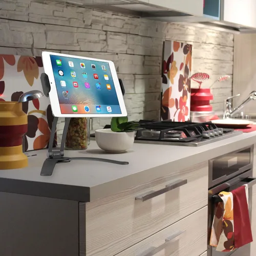 Vista 2 de Cellet Soporte para tablet de cocina 2 en 1 para pared, mesa, encimera, soporte de escritorio para recetas para iPad/Pro/Air/Mini, Micro Surface