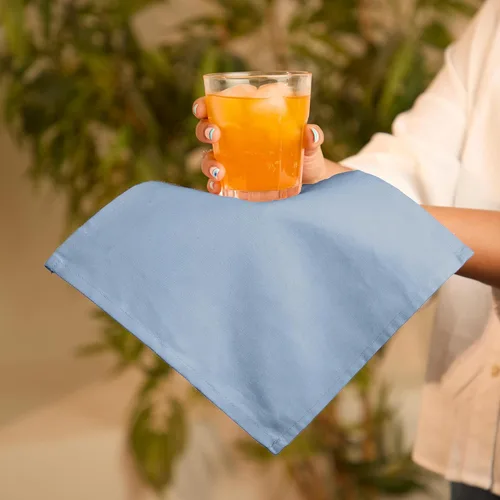Vista 6 de Encasa XO Juego de 12 servilletas de tela de cóctel Servilletas de mesa de algodón puro Tamaño (9 x 9 pulgadas) B gris sólido Lavable a