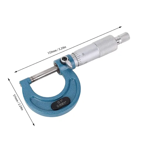 Vista 3 de Professional Outside Micrometer 0 1 Inch Range 0.0001 Graduation Machinist Tool with Tungsten Carbide Anvil for Precision Metalworking and
