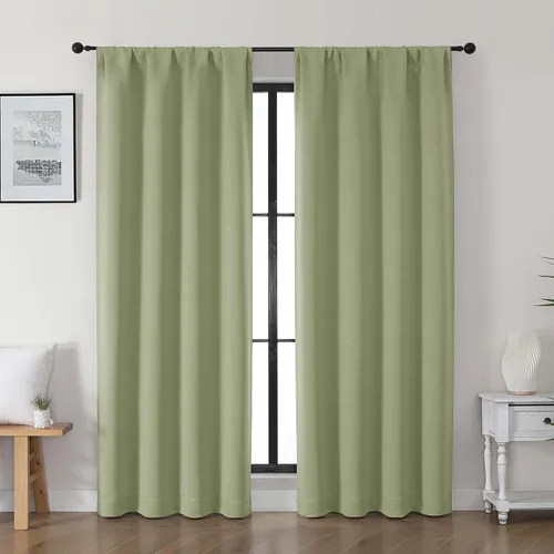 Vista 142 de Gwine Cortinas opacas para dormitorio, 54 pulgadas de largo, paneles de cortina de ventana con aislamiento térmico y reducción de ruido, cortinas