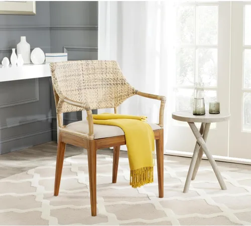 Vista 2 de SAFAVIEH Carlo SEA4002A - Silla decorativa de madera, 23 pulgadas, marrón