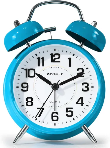 Vista 17 de AYRELY® Reloj despertador de campana doble súper fuerte para adultos de sueño pesado, 4 pulgadas, retro, silencioso, sin tictac, con luz nocturna