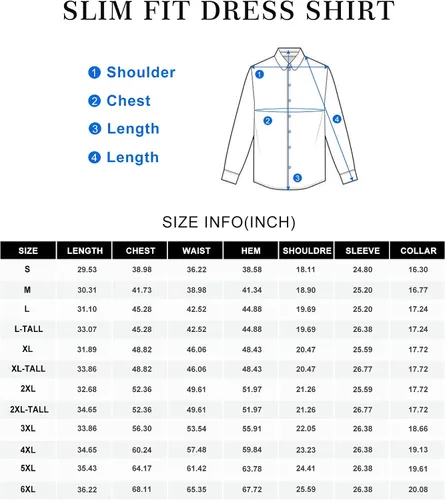 Vista 6 de Alimens & Gentle Camisas de vestir para hombre, camisas de vestir ajustadas para hombre, camisa casual con botones y manga larga