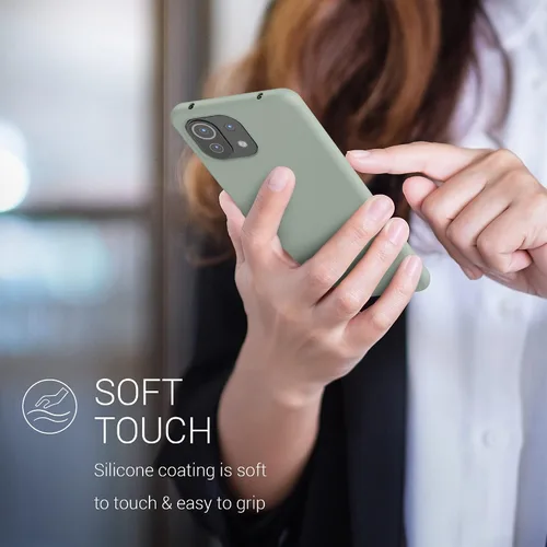 Vista 4 de kwmobile Funda compatible con Xiaomi 11 Lite (5G) NE/Mi 11 Lite (5G) - Funda de silicona TPU con acabado suave - Gris Verde
