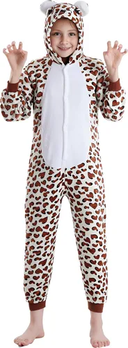 Vista 3 de Ishua Cheetah Onesie, Leopard Costume Onesie, Children Cheetah Animal Onesie Costumes, Leopard Oneside Costume Halloween(130)