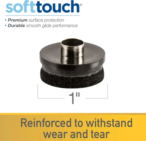 Vista 6 de SoftTouch Deslizadores redondos de fieltro para clavos de 1 pulgada, almohadillas protectoras de fieltro resistentes para muebles de madera y Negro