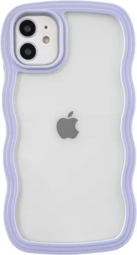 Vista 8 de Caseative Funda para iPhone 11, color negro Forma de marco de onda rizada linda a prueba de golpes suave