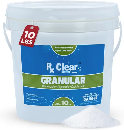 Vista 15 de Rx Clear Cloro granular para piscina de 2 libras Uso como bactericida, algicida y desinfectante en piscinas, jacuzzis y spas Estabilizado
