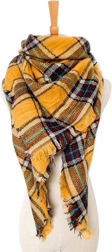 Vista 90 de Wander Agio - Bufanda envolvente con diseño a cuadros o triangular para mujer, cálida y larga, de punto, sensación de cachemira, chal