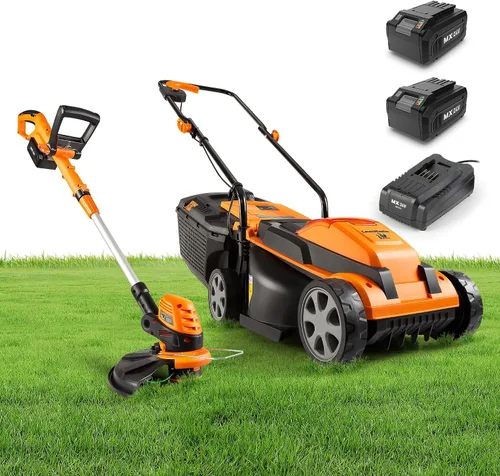 Vista 8 de LawnMaster 20VMWGT Cortacésped de 24V Máx de 13 pulgadas y Recortadora de Césped de 10 pulgadas Combo con 2x4.0Ah Baterías y Cargador