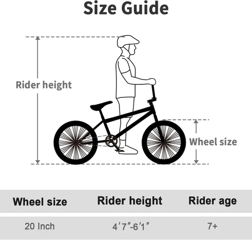 Vista 5 de cubsala Freestyle BMX Bike, 20 Inch Yaphet Bicycle for Teen Beginner and Adult Riders, Bike with Hi-Ten Steel Frame, Multiple