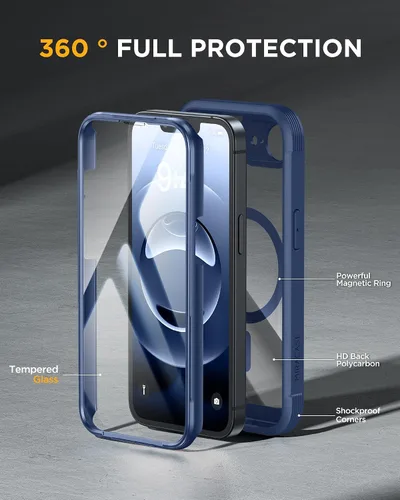 Vista 346 de Miracase Serie de vidrio para iPhone 11 de 6.1 pulgadas, funda protectora de cuerpo completo resistente mejorada con protector de pantalla de vidrio