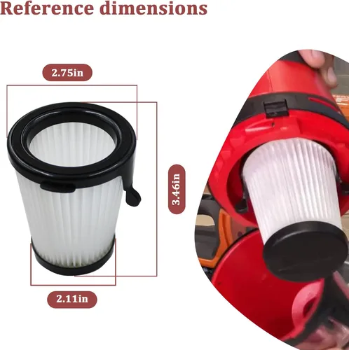 Vista 2 de Filtro HEPA de vacío 49-90-1950 compatible con aspiradora seca inalámbrica Milwau-kee 0850-20 (filtro de vacío 49-90-1950 x 2 piezas)