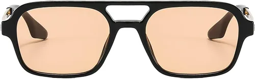 Vista 2 de OSAGAMA Gafas de sol cuadradas vintage de aviador pequeñas de los años 70, gafas planas para mujeres y hombres, persianas de metal, protección UV