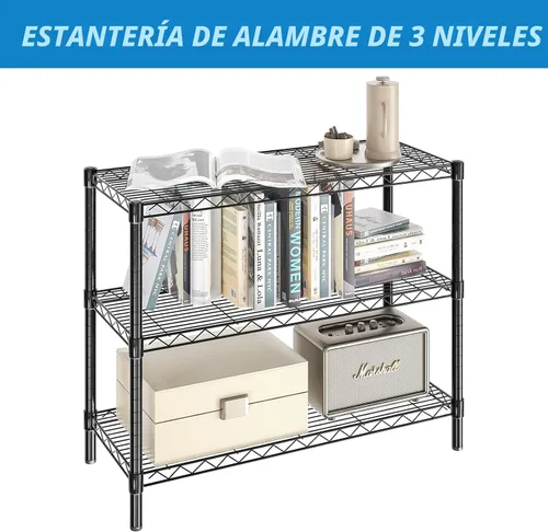 Vista 6 de Guan River Unidad de Estantería de Alambre de Metal Ajustable de 3 Estantes Estante de Almacenamiento y Exhibición para Oficina, Cocina, Dormitorio