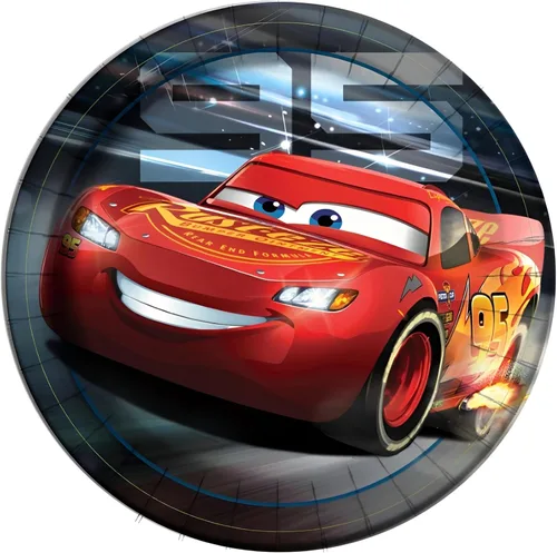 Vista 2 de Platos redondos de papel para cena, 9 pulgadas, Disney Cars, 8 piezas