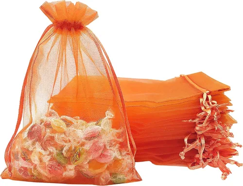 Vista 9 de Jexila 120 bolsas de organza transparente de 5 x 7 pulgadas, bolsas de regalo con cordón de malla pequeñas para joyas, bodas, fiestas, baby shower