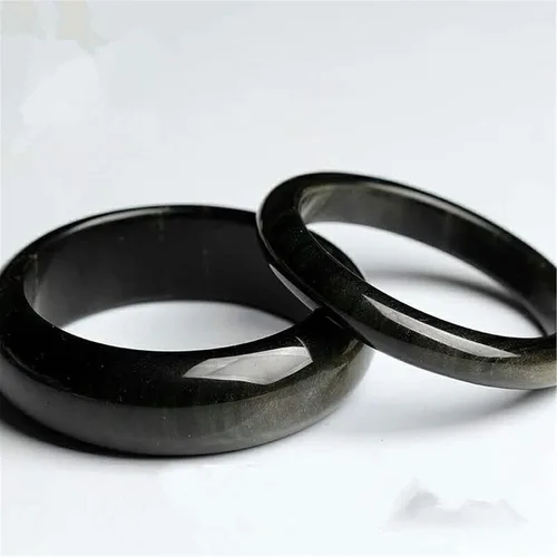 Vista 3 de Brazalete de piedra de cristal de obsidiana de oro natural AAAA diámetro interior 2.441in