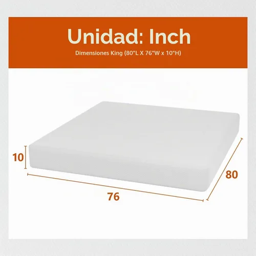 Vista 2 de PayLessHere Colchón King de 10 pulgadas Colchón de espuma viscoelástica con gel de firmeza media Blanco con funda con cremallera lavable