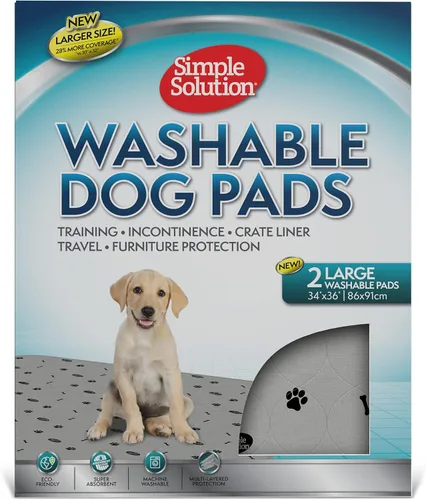 Vista 8 de Solución simple grande lavable- capacitación y viajes perro pad, 30 x 32, 2 pack