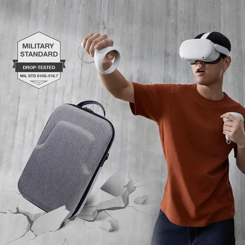 Vista 7 de Funda para Oculus Quest 2 Bolsa de viaje rígida para Oculus Quest 2 Bolsa de almacenamiento impermeable para Oculus Quest 2 con correa Elite