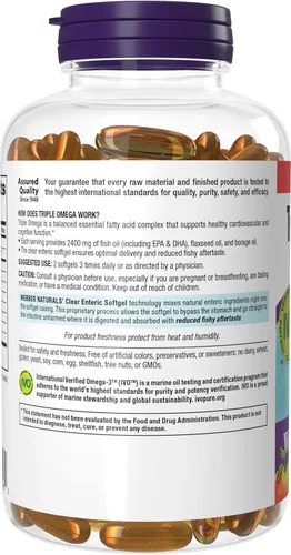 Vista 9 de Webber Naturals Triple Omega 3 6 9, 2400 mg de aceite de pescado por porción, alta potencia, 180 cápsulas blandas, sin regusto a pescado