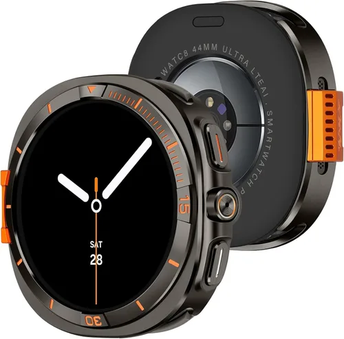 Vista 17 de Amizee Funda de metal compatible con Samsung Galaxy Watch 8 de 1.732 pulgadas con cubierta trasera, funda protectora resistente para Galaxy Watch 8
