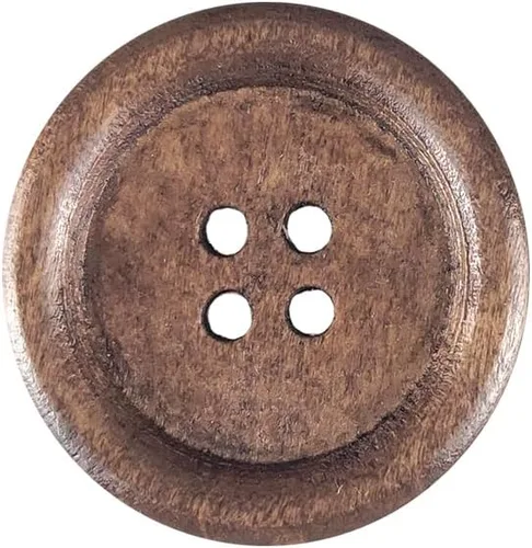 Vista 2 de MTCELL 50 botones clásicos de madera, 1 pulgada (0.984 in) de diámetro, marrón, para proyectos de costura