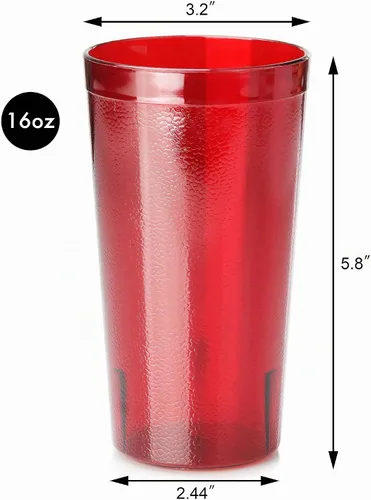 Vista 3 de New Star Foodservice Vasos para bebidas de grado restaurante (rojo (juego de 12), 16 onzas