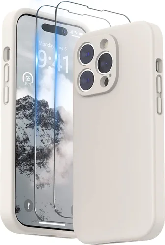 Vista 21 de SURPHY Funda diseñada para iPhone 14 Pro con protector de pantalla, (protección de cámara y forro de microfibra suave), funda de silicona líquida