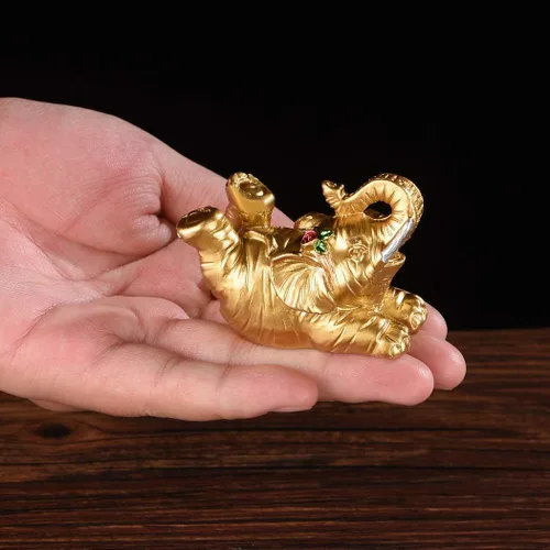 Vista 3 de BRASSTAR Estatua de resina Thai Eight Elephants 1.8" Home Office Feng Shui Decor Collection Figurine Love Wealth Luck Gather PTZD048 (dorado)